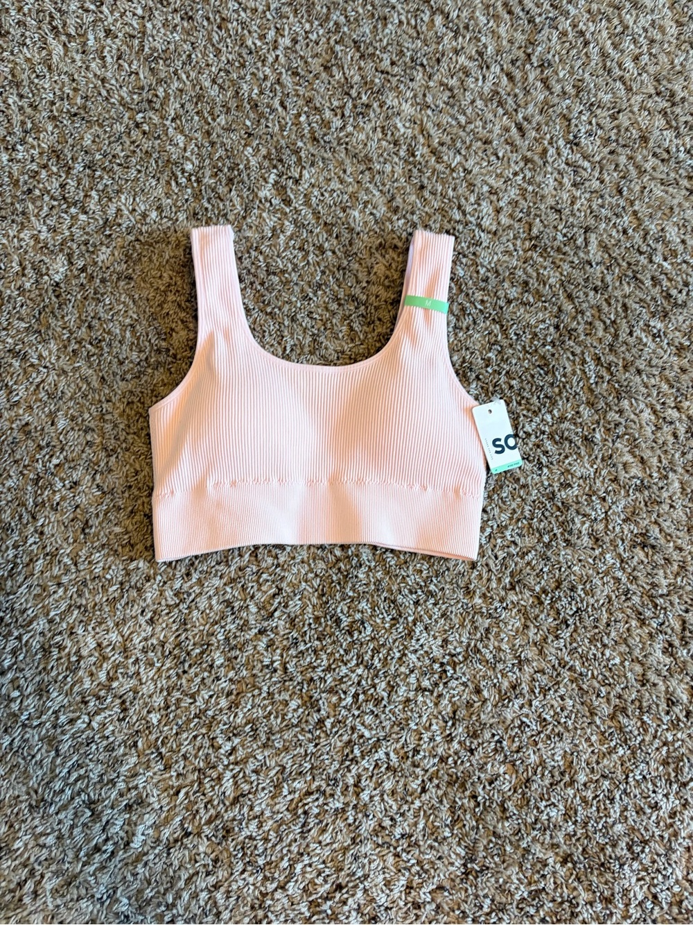 SO Pink Ribbed Sports Bra